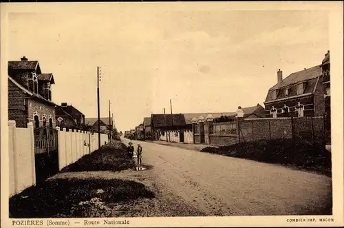 Ak Pozières Somme, Route Nationale