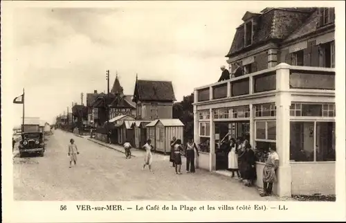 Ak Ver sur Mer Calvados, Le Café de la Plage et les villas, cote Est