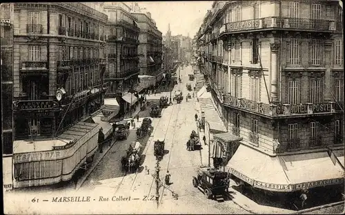 Ak Marseille Bouches du Rhône, Rue Colbert