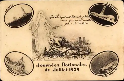 Ak Journees Nationales de Juillet 1929, Lorette, Dormans, Vieil Armand, Douaumont
