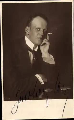 Ak Kurt Georg Fels, Portrait mit Zigarette, Autogramm 1923