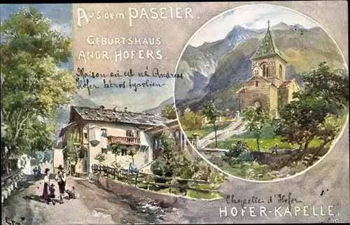 Künstler Ak Sankt Leonhard in Passeier San Leonardo in Passiria Südtirol, Geburtshaus Andres Hofer