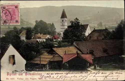 Ak Spital am Semmering Steiermark, Blick auf den Ort