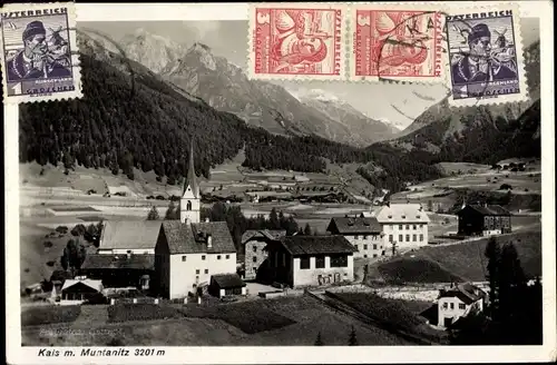 Ak Kals Muntanitz Tirol, Totalansicht vom Ort, Kirche, Alpen