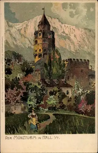 Künstler Litho Hall in Tirol, Blick zum Münzturm