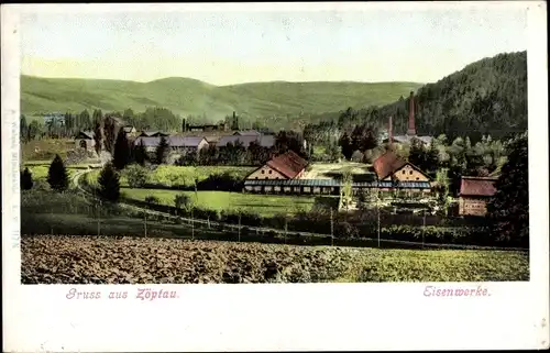 Ak Sobotín Zöptau Region Olmütz, Blick auf die Eisenwerke