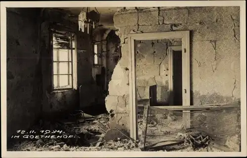 Foto Ak Wien 22. Donaustadt Österreich, Goethehof, zerstört bei den Februarkämpfen 1934