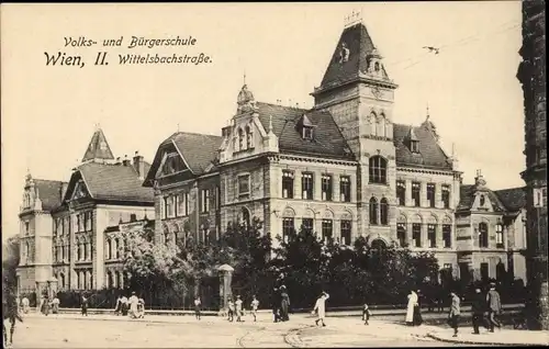 Ak Wien 2. Leopoldstadt Österreich, Volks- und Bürgerschule, Wittelsbachstraße