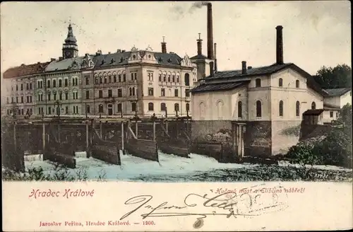 Ak Hradec Králové Königgrätz Stadt, Brücke, Eliščino nábřeži