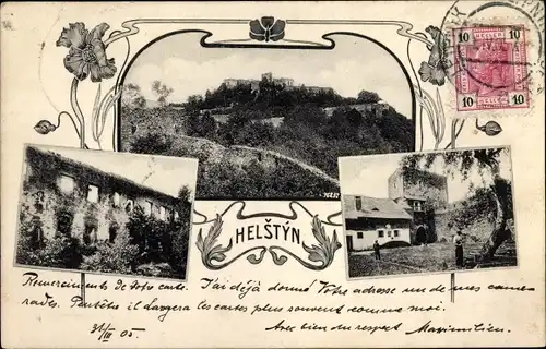 Ak Helštýn Region Zlin, Ruine auf dem Berg