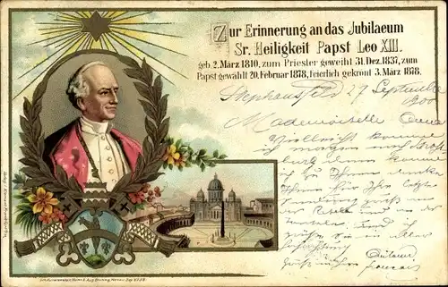 Litho Vatikan Rom Lazio, Zur Erinnerung an das Jubiläum Sr. Heiligkeit Papst Leo XIII.