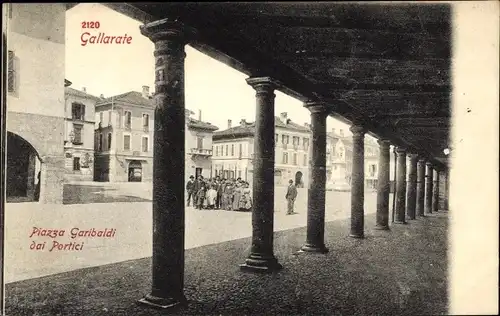 Ak Gallarate Lombardei, Piazza Garibaldi dai Portici