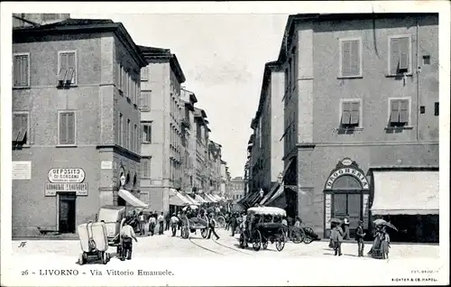 Ak Livorno Toscana, Via Vittorio Emanuele