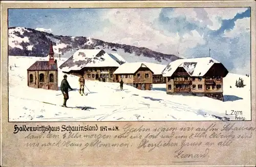 Künstler Ak Zorn, L., Freiburg im Breisgau, Haldenwirtshaus Schauinsland