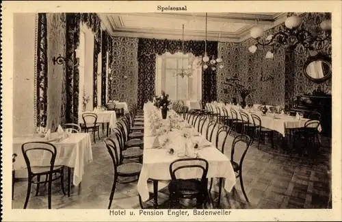 Ak Badenweiler im Schwarzwald, Hotel Pension Engler, Speisesaal