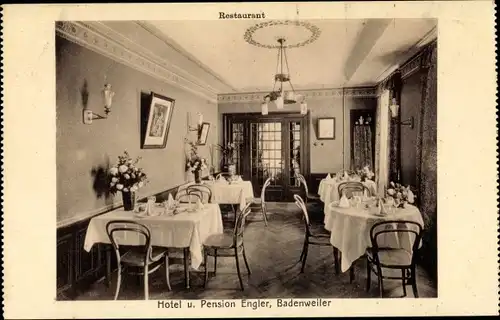 Ak Badenweiler im Schwarzwald, Hotel und Pension Engler, Restaurant