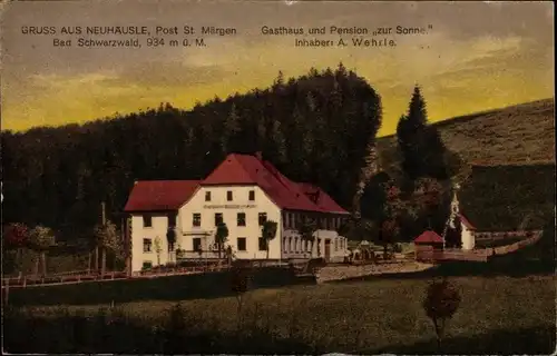 Ak Neuhäusle Sankt Märgen im Schwarzwald, Gasthaus und Pension zur Sonne