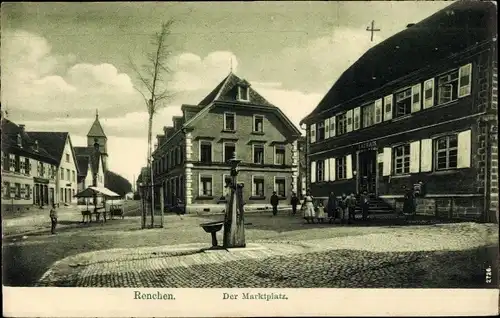 Ak Renchen am Schwarzwald, Marktplatz, Rathaus