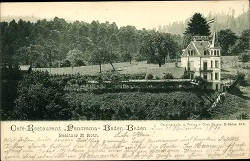 Ak Baden Baden am Schwarzwald, Café Restaurant Panorama