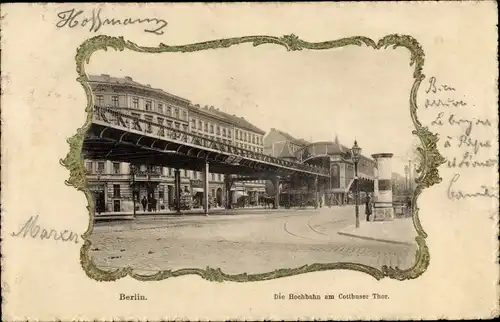 Passepartout Ak Berlin Kreuzberg, Hochbahn am Kottbusser Tor