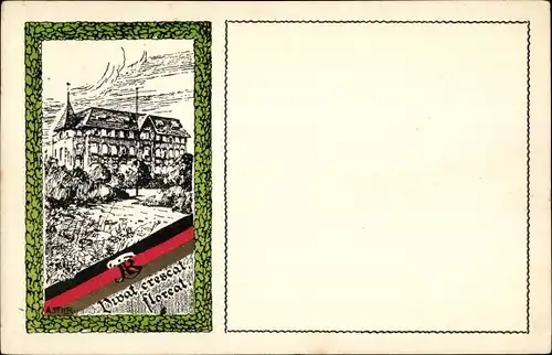 Studentika Künstler Ak Stier, A., Vivat crescat floreat, Verbindungshaus