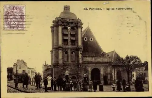 Ak Pontoise Val d'Oise, Eglise Notre Dame