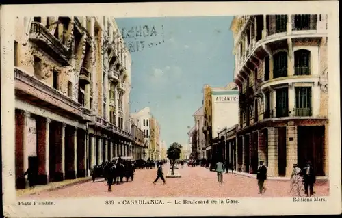 Ak Casablanca Marokko, Le Boulevard de la Gare, Straßenpartie