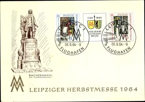 Ak Leipzig in Sachsen, Herbstmesse 1964, Bachdenkmal am Thomaskirchhof