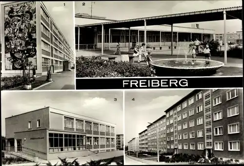 Ak Freiberg in Sachsen, Lenin- und Gorki-Oberschule, Versorgungszentrum Unicent, Kinderambulanz