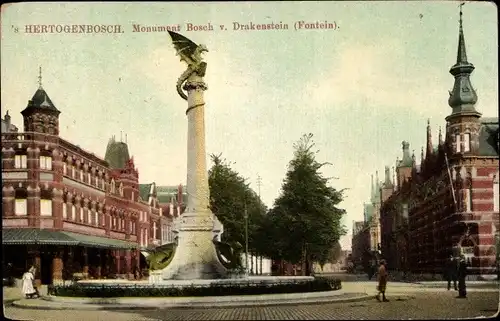 Ak 's Hertogenbosch Nordbrabant Niederlande, Monument Bosch v. Drakenstein (Fontein)