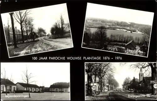 Ak Wouwse Plantage Nordbrabant Niederlande, Dorpgezicht vroeger en nu, Steenfabriek, Bejaardenwoning