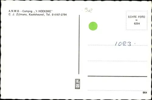 Ak Kaatsheuvel Nordbrabant, A.N.W.B. Camping 't Hoekske