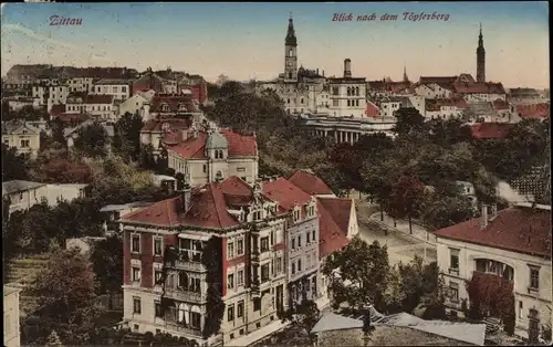 Ak Zittau in Sachsen, Teilansicht, Blick nach dem Töpferberg