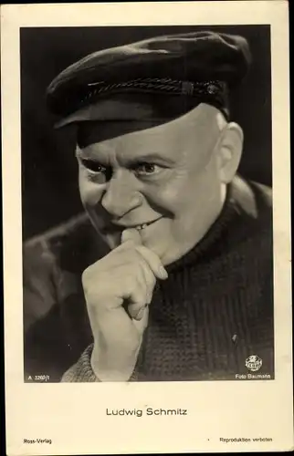 Ak Schauspieler Ludwig Schmitz, Portrait, Schirmmütze