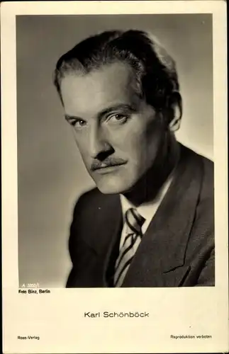 Ak Schauspieler Karl Schönböck, Portrait, Krawatte, Ross Verlag 3350/1