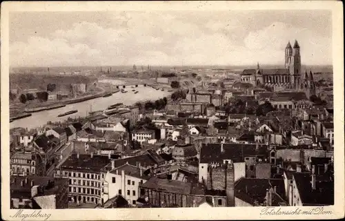 Ak Magdeburg an der Elbe, Totalansicht mit Dom