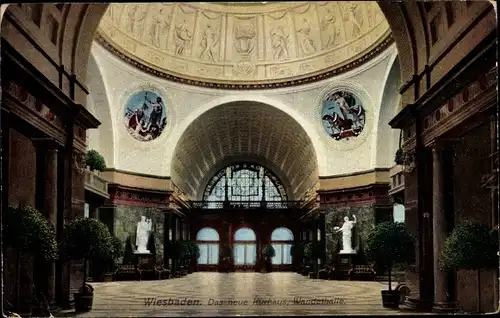 Ak Wiesbaden in Hessen, neues Kurhaus, Wandelhalle