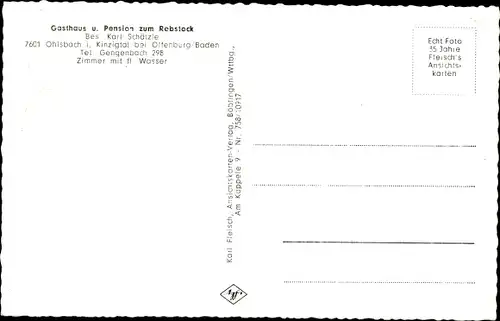 Ak Ohlsbach bei Offenburg Baden, Gasthaus und Pension zum Rebstock