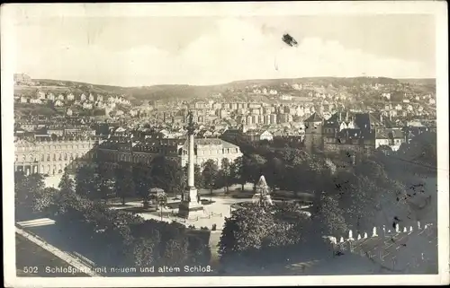 Ak Stuttgart in Württemberg, Schlossplatz, neues und altes Schloss