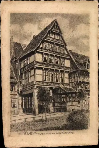 Künstler Ak Hildesheim in Niedersachsen, Altes Haus am Andreasplatz