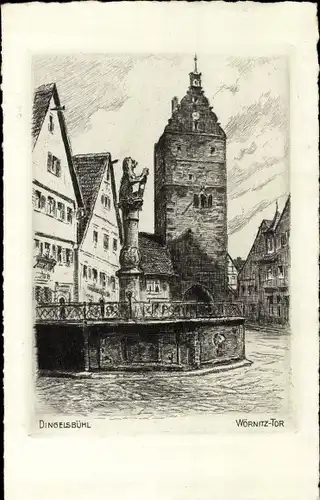 Künstler Ak Dinkelsbühl in Mittelfranken, Wörnitz Tor