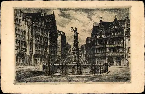 Künstler Ak Liebig, B., Frankfurt am Main, Brunnen