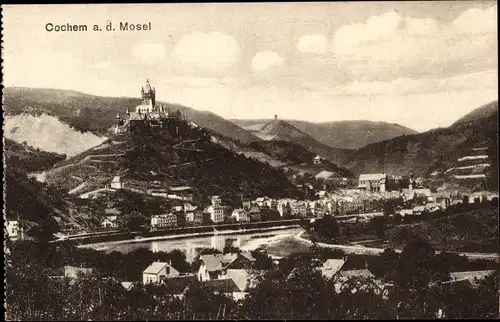 Ak Cochem an der Mosel, Panorama mit Burg Cochem
