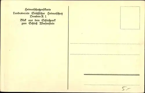 Ak Weesenstein Müglitztal Sachsen, Schloss Weesenstein vom Schlosspark aus