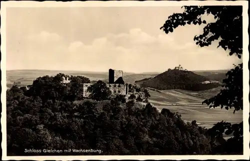 Ak Wandersleben Drei Gleichen Thüringen, Burg Gleichen, Panorama mit Veste Wachsenburg