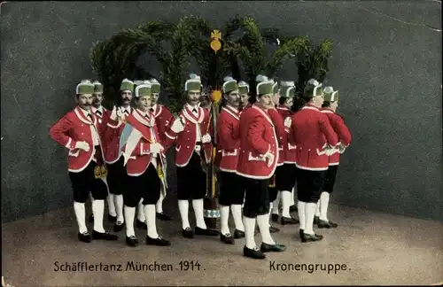 Ak München Bayern, Schäfflertanz 1914, Kronengruppe