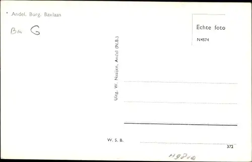 Ak Andel Nordbrabant Niederlande, Burg. Baxlaan