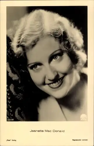 Ak Schauspielerin Jeanette MacDonald, Portrait