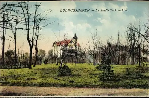 Ak Ludwigshafen am Rhein, Le Stadt Park en hiver, Parkanlage