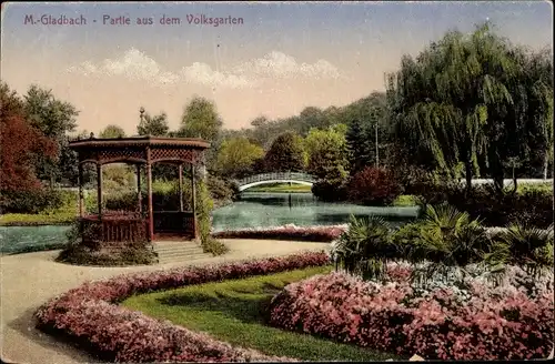 Ak Mönchengladbach am Niederrhein, Partie aus dem Volksgarten, Pavillon